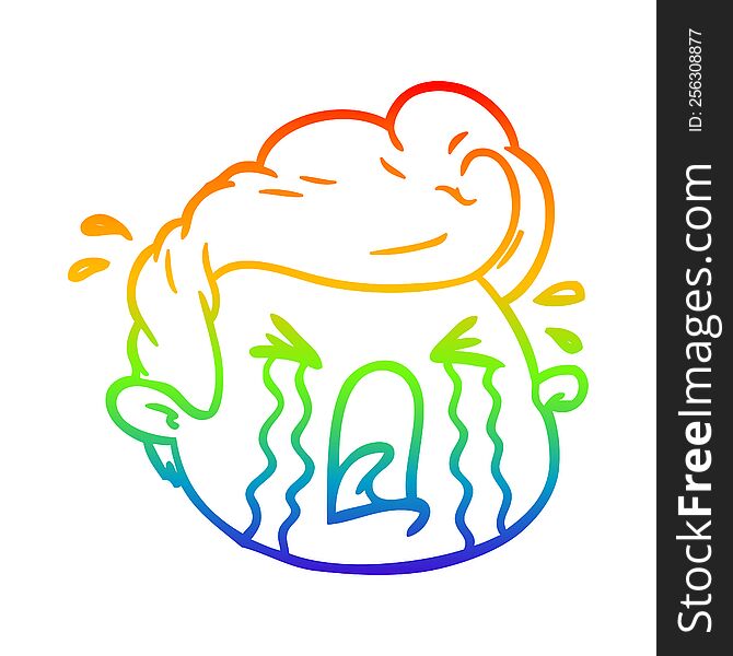 Rainbow Gradient Line Drawing Cartoon Crying Boy