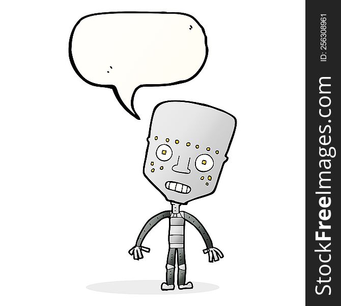 cartoon robot with speech bubble