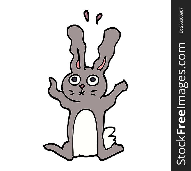 Cartoon Doodle Frightened Bunny