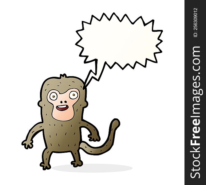 Cartoon Monkey With Speech Bubble