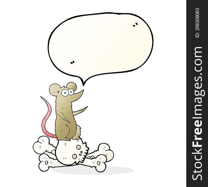 speech bubble cartoon rat on bones