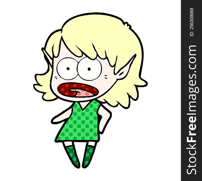 cartoon shocked elf girl. cartoon shocked elf girl