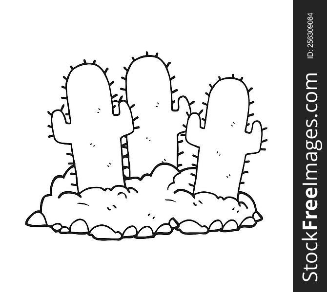 Black And White Cartoon Cactus