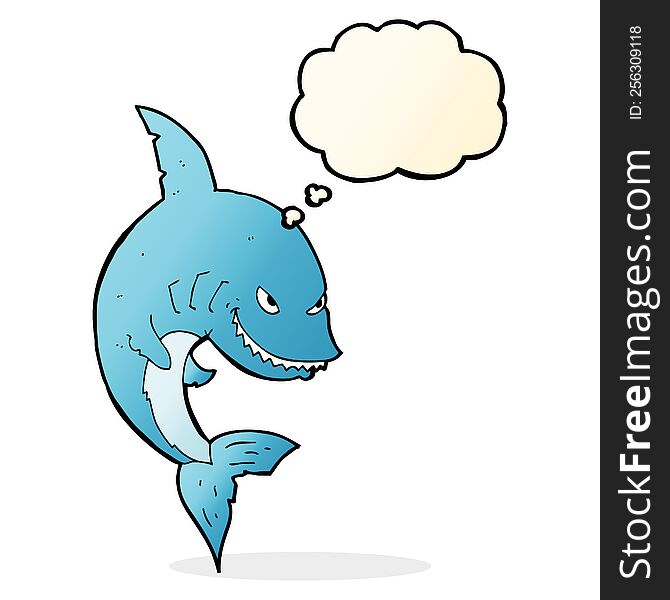 funny cartoon shark with thought bubble