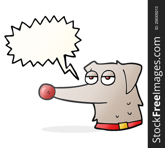 freehand drawn speech bubble cartoon dog with collar