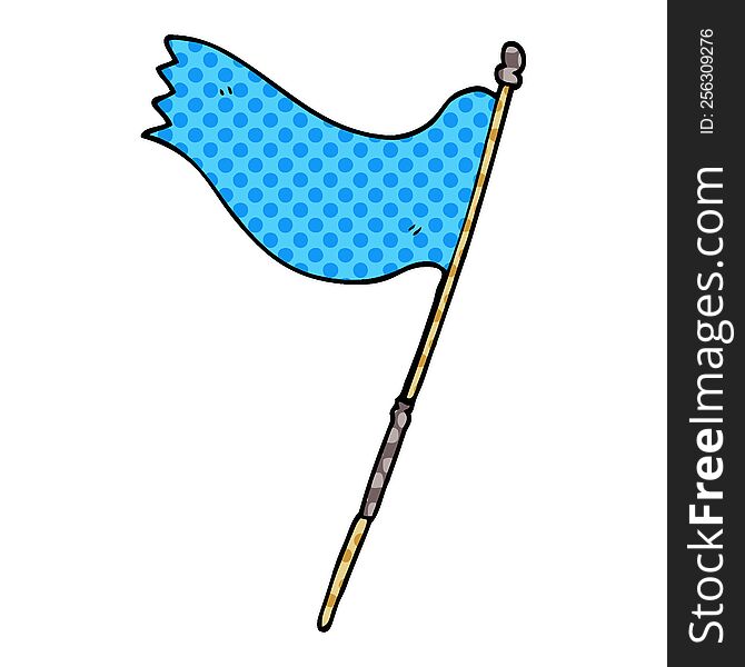 cartoon doodle of a blue flag