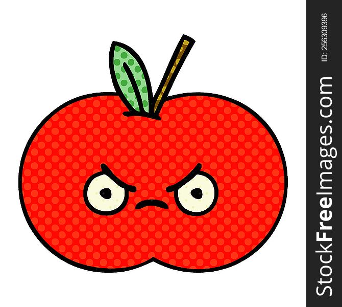 comic book style cartoon of a red apple