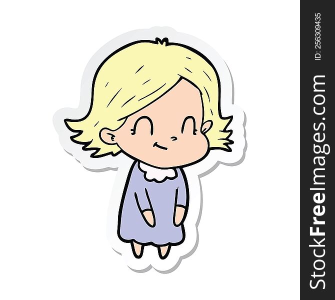 sticker of a cartoon friendly girl