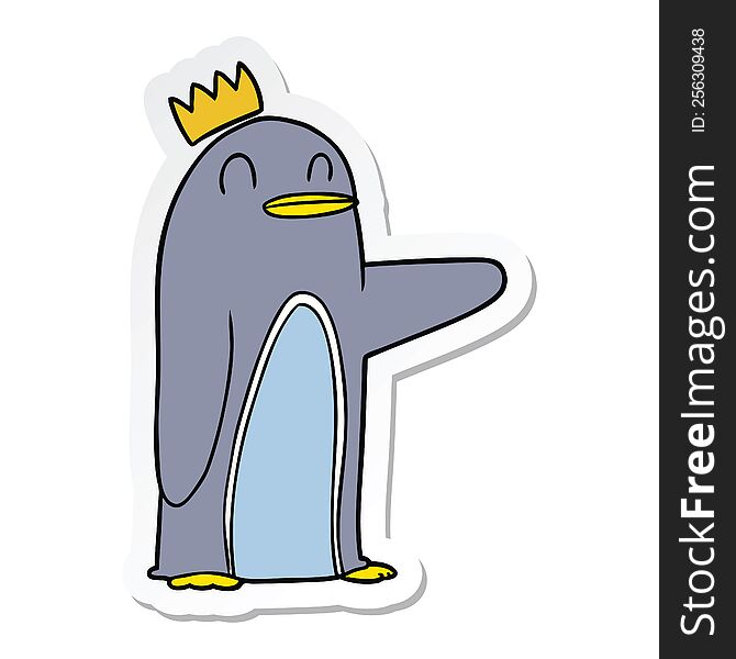 sticker of a cartoon emperor penguin