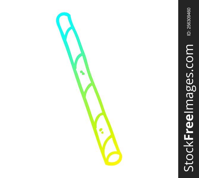 cold gradient line drawing of a cartoon striped straw