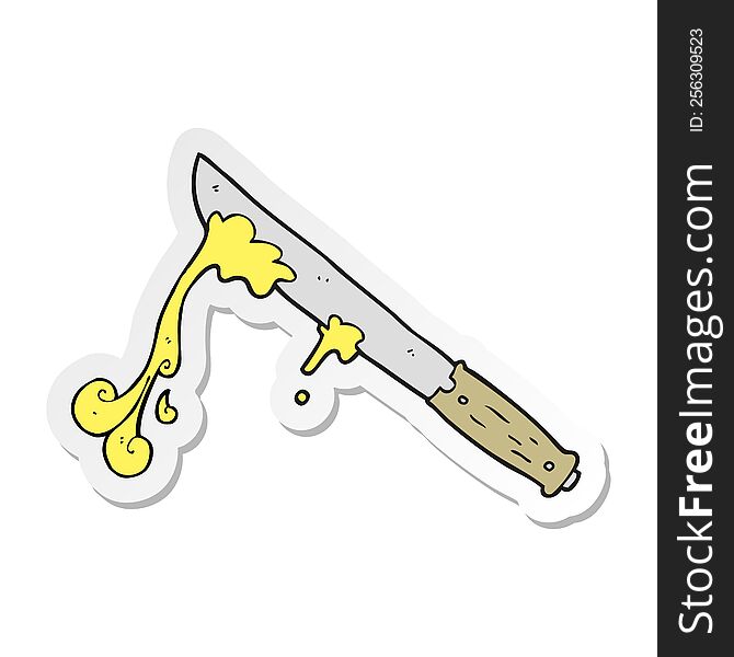 Sticker Of A Cartoon Butter Knife