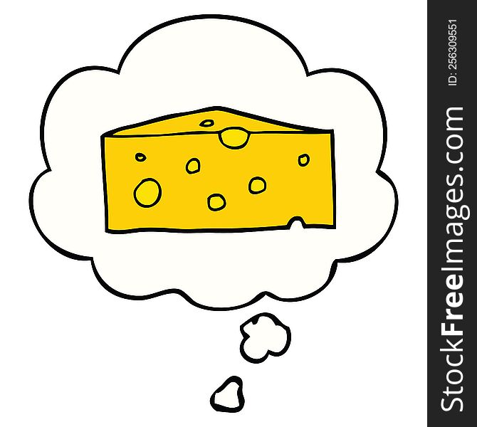 cartoon cheese with thought bubble. cartoon cheese with thought bubble