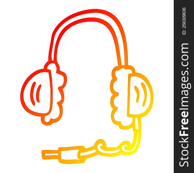 warm gradient line drawing of a cartoon ear phones