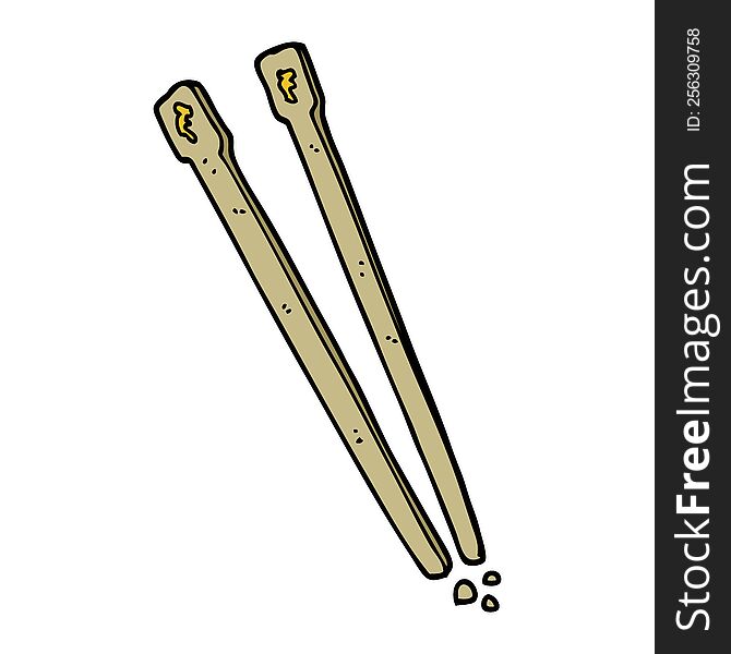 cartoon doodle wooden chopsticks