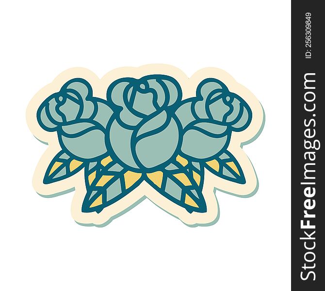 sticker of tattoo in traditional style of a bouquet of flowers. sticker of tattoo in traditional style of a bouquet of flowers