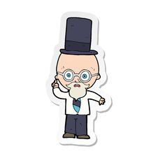 Sticker Of A Cartoon Man Wearing Top Hat Royalty Free Stock Image