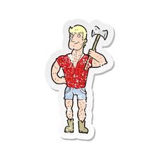 Free Retro Distressed Sticker Of A Cartoon Lumberjack Royalty Free Stock Photography - 256314457