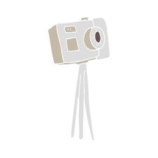 Flat Color Illustration Of A Cartoon Camera On Tripod Royalty Free Stock Photos