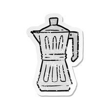 Distressed Sticker Of A Cartoon Espresso Maker Royalty Free Stock Images