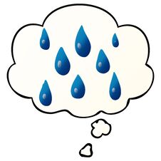 Cartoon Raindrops And Thought Bubble In Smooth Gradient Style Stock Photo Cartoon Raindrops And Thought Bubble In Smooth Gradient Style Stock Photo