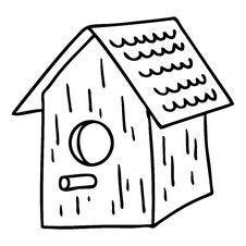 Line Drawing Doodle Of A Wooden Bird House Royalty Free Stock Photography