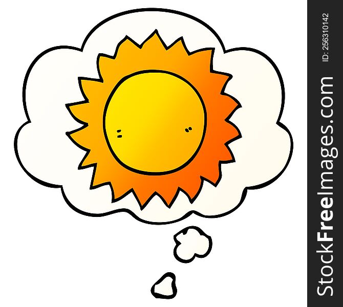 cartoon sun with thought bubble in smooth gradient style