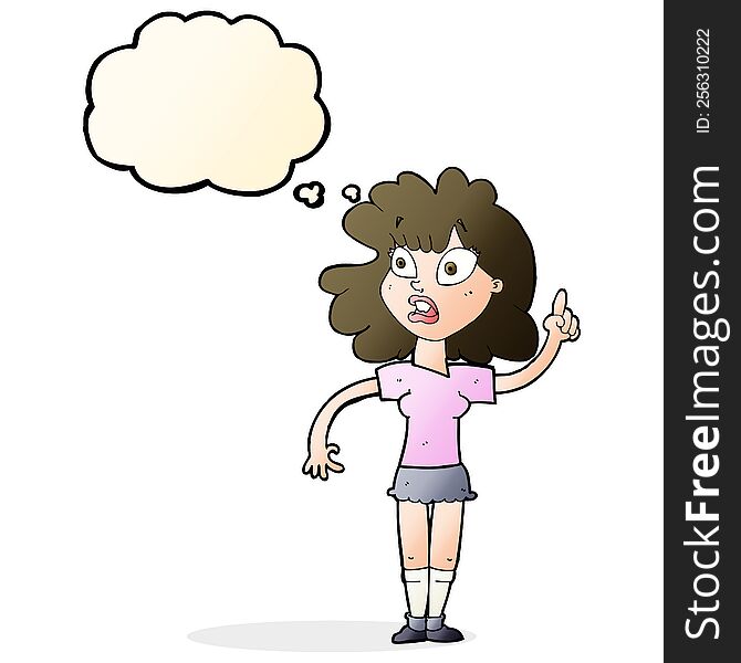 Cartoon Woman Making Point With Thought Bubble