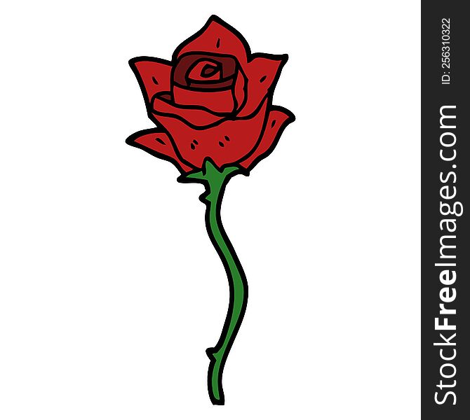 Cartoon Doodle Red Rose