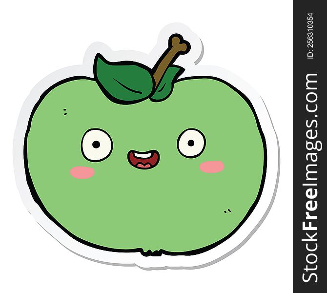 Sticker Of A Cartoon Apple