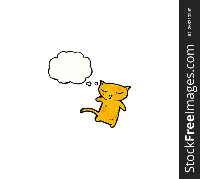 cartoon little cat with thought bubble