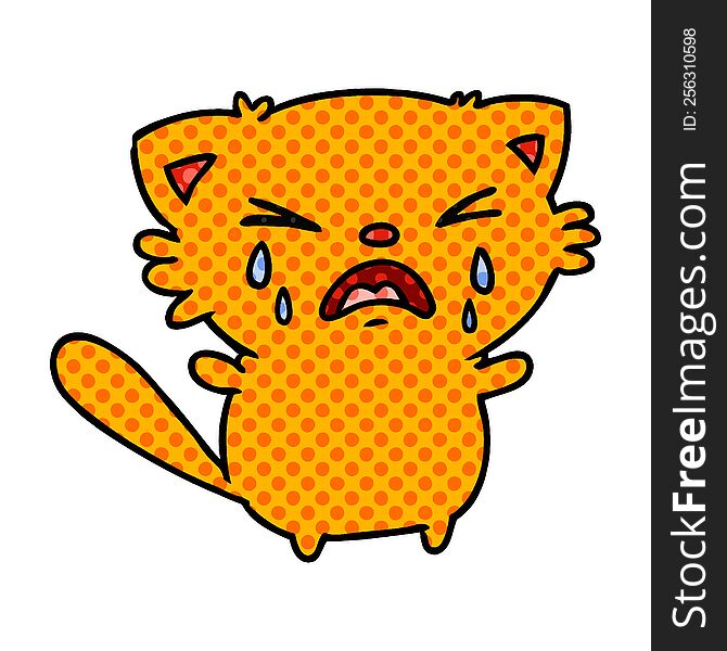 Cartoon Of Cute Kawaii Crying Cat