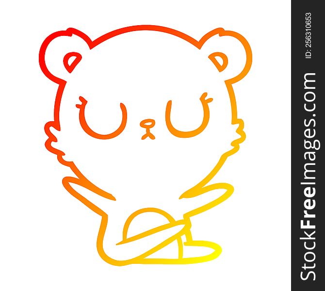 warm gradient line drawing peaceful cartoon bear