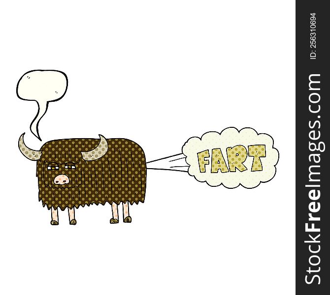 Comic Book Speech Bubble Cartoon Hairy Cow Farting