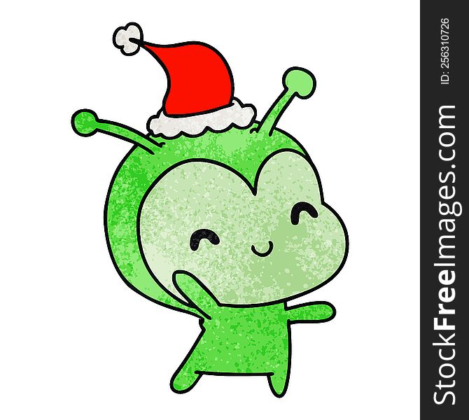 Christmas Textured Cartoon Of Kawaii Alien