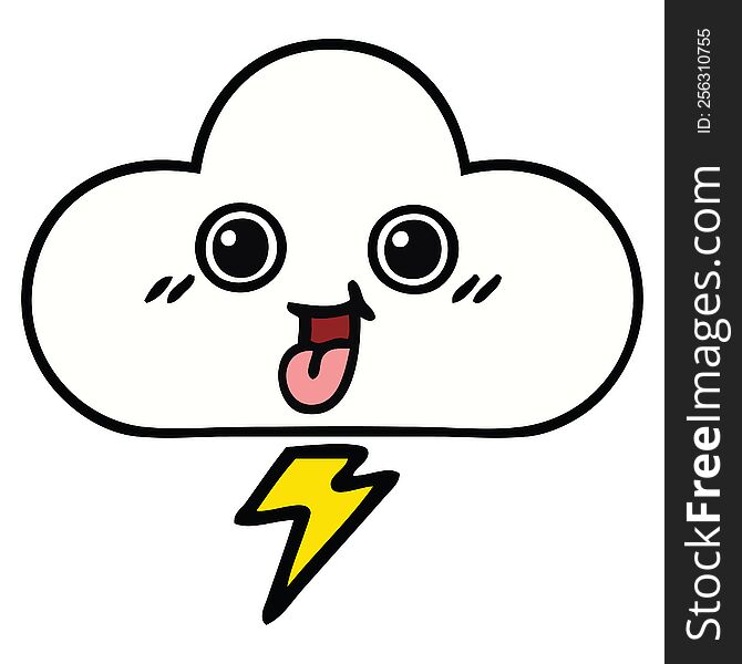 cute cartoon of a storm cloud. cute cartoon of a storm cloud