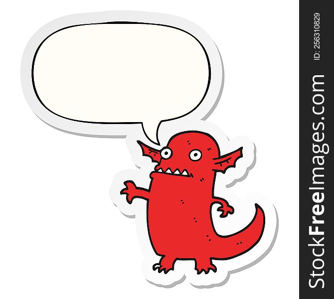 Cartoon Halloween Monster And Speech Bubble Sticker