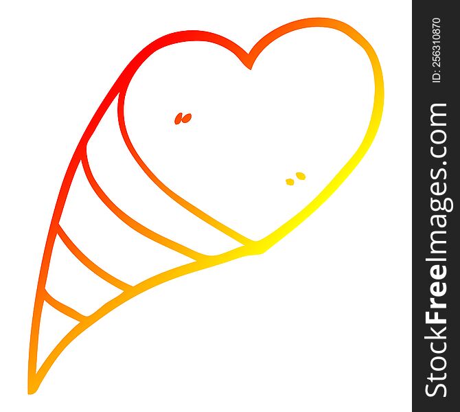 warm gradient line drawing of a cartoon love hearts