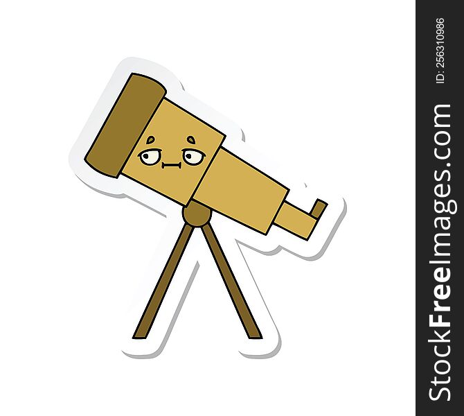 Sticker Of A Cute Cartoon Telescope