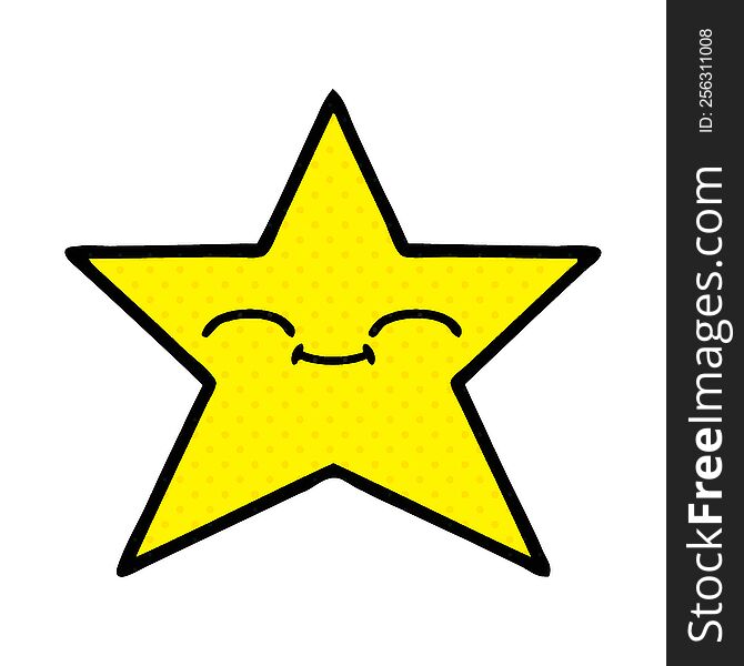 Comic Book Style Cartoon Gold Star