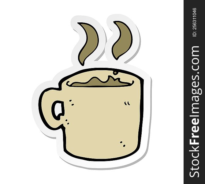 sticker of a cartoon mug of coffee