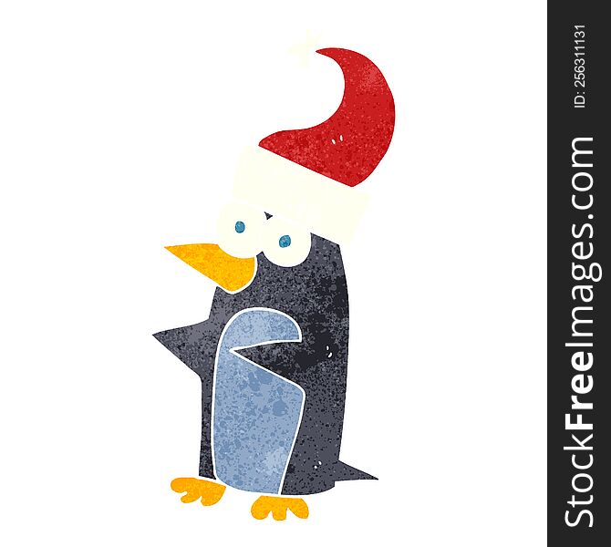 Retro Cartoon Christmas Penguin