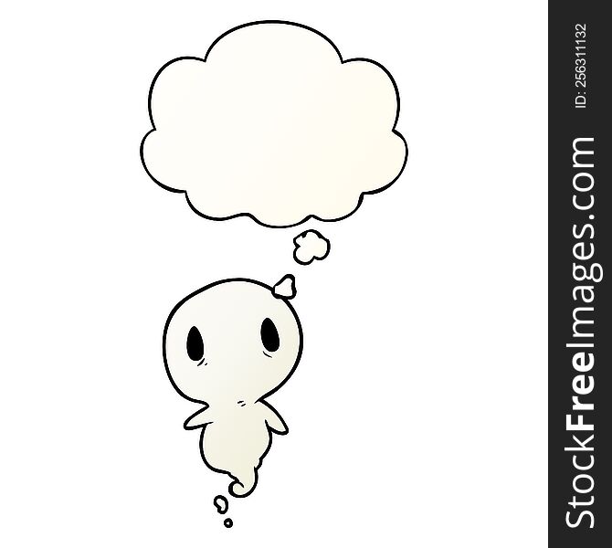 Cartoon Ghost And Thought Bubble In Smooth Gradient Style
