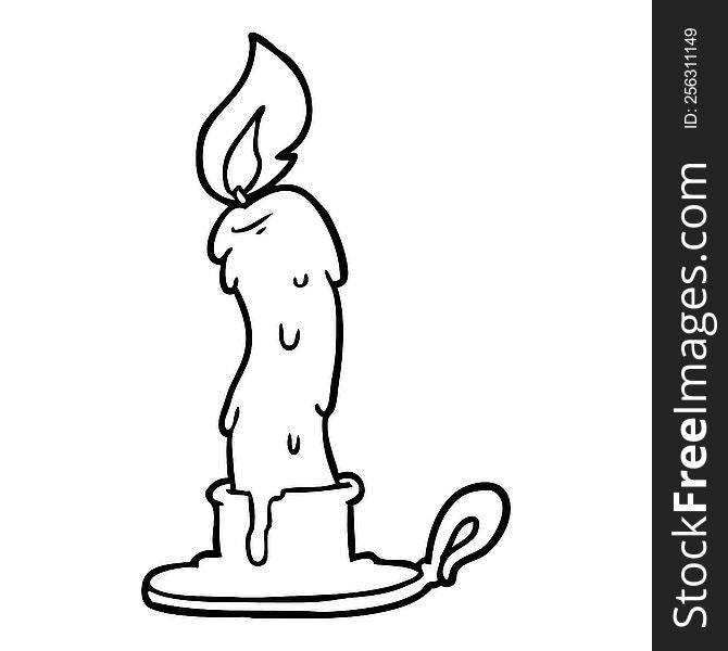line drawing of a spooky old candle. line drawing of a spooky old candle