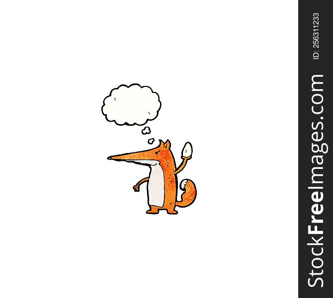 cartoon fox throwing egg