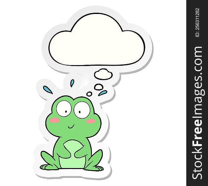 Cute Cartoon Frog And Thought Bubble As A Printed Sticker