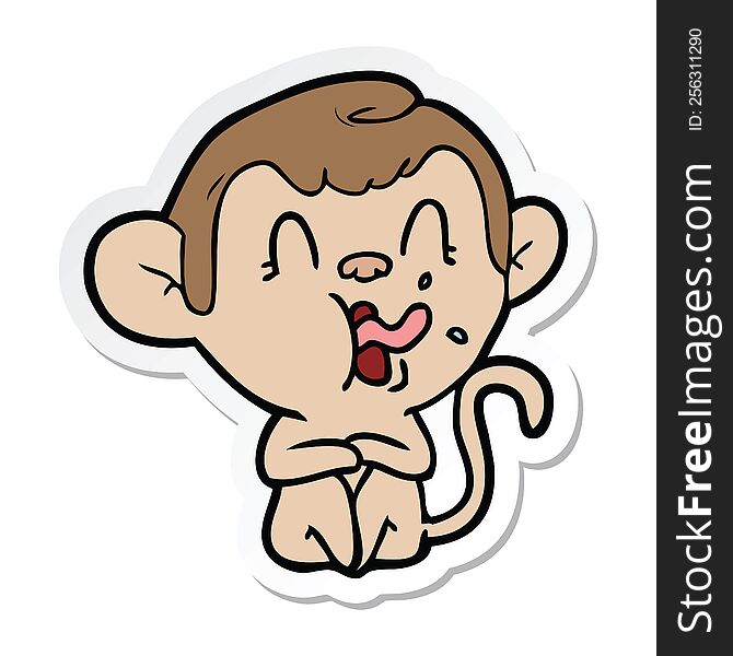 sticker of a crazy cartoon monkey