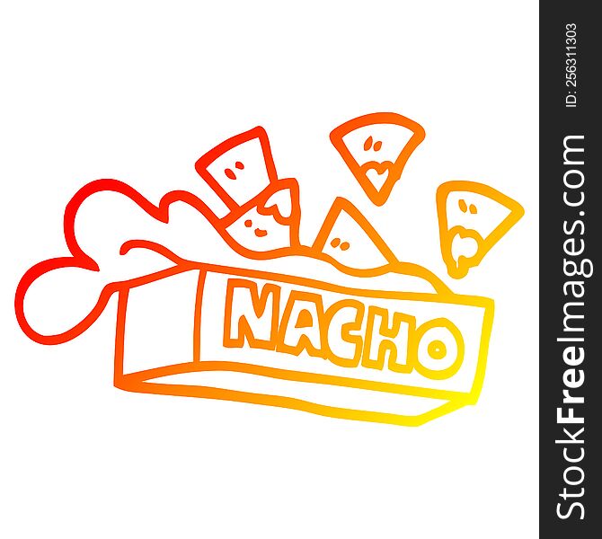 warm gradient line drawing of a cartoon nacho box