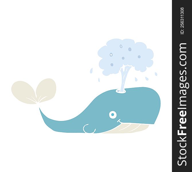 flat color illustration of whale spouting water. flat color illustration of whale spouting water