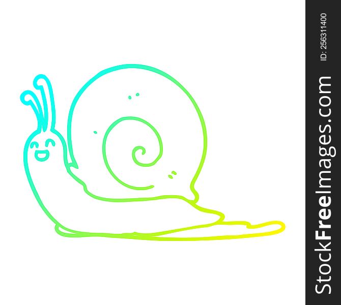 Cold Gradient Line Drawing Cartoon Snail