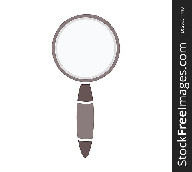 flat color retro cartoon of a magnifying glass